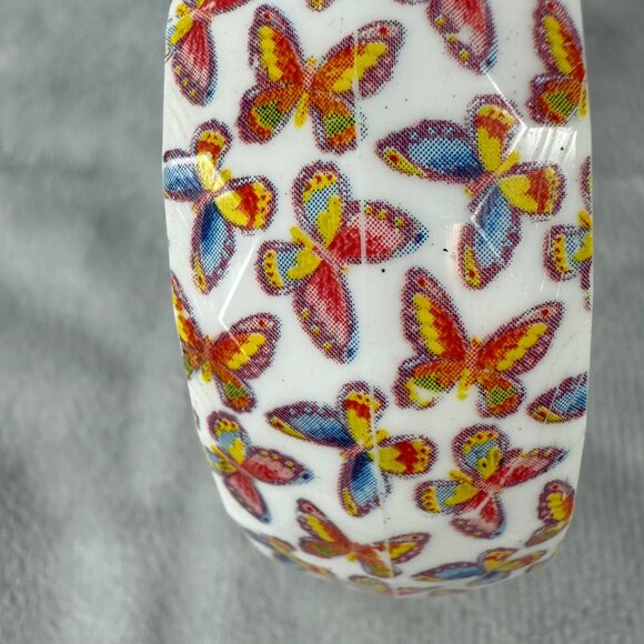 Butterfly Pattern White Plastic Bangle Bracelet Colorful Design Women Slip On - Picture 16 of 16